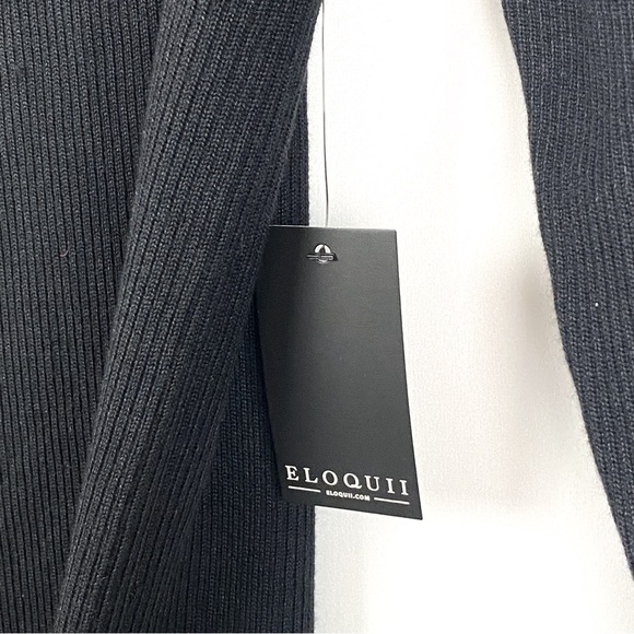 NWT Eloquii Asymmetrical Button Sweater Dress‎ Mock Neck Ribbed Black Onyx 14/16 - Picture 12 of 12